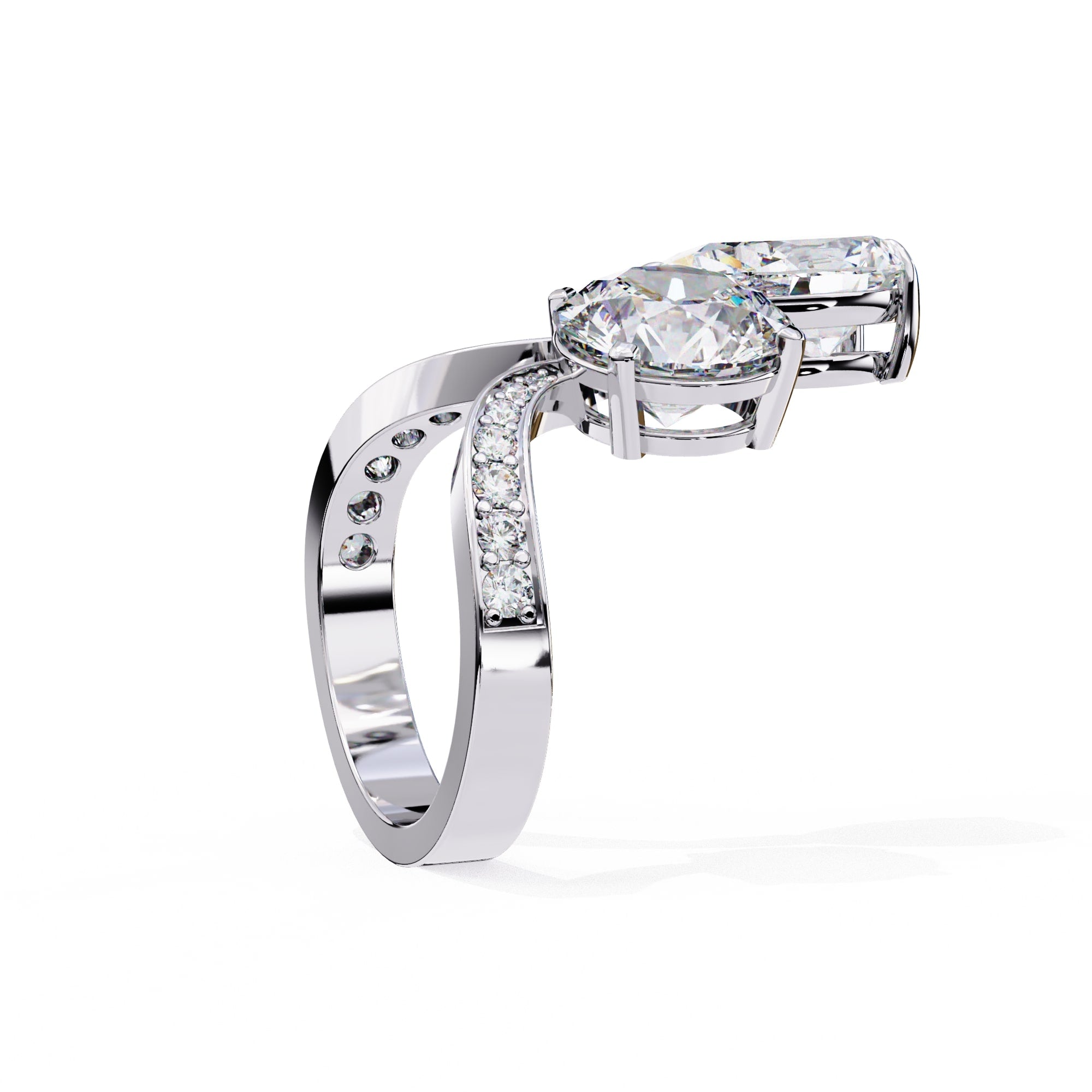 Radiant Central Brilliance Diamond Ring with Elegant Side Stones