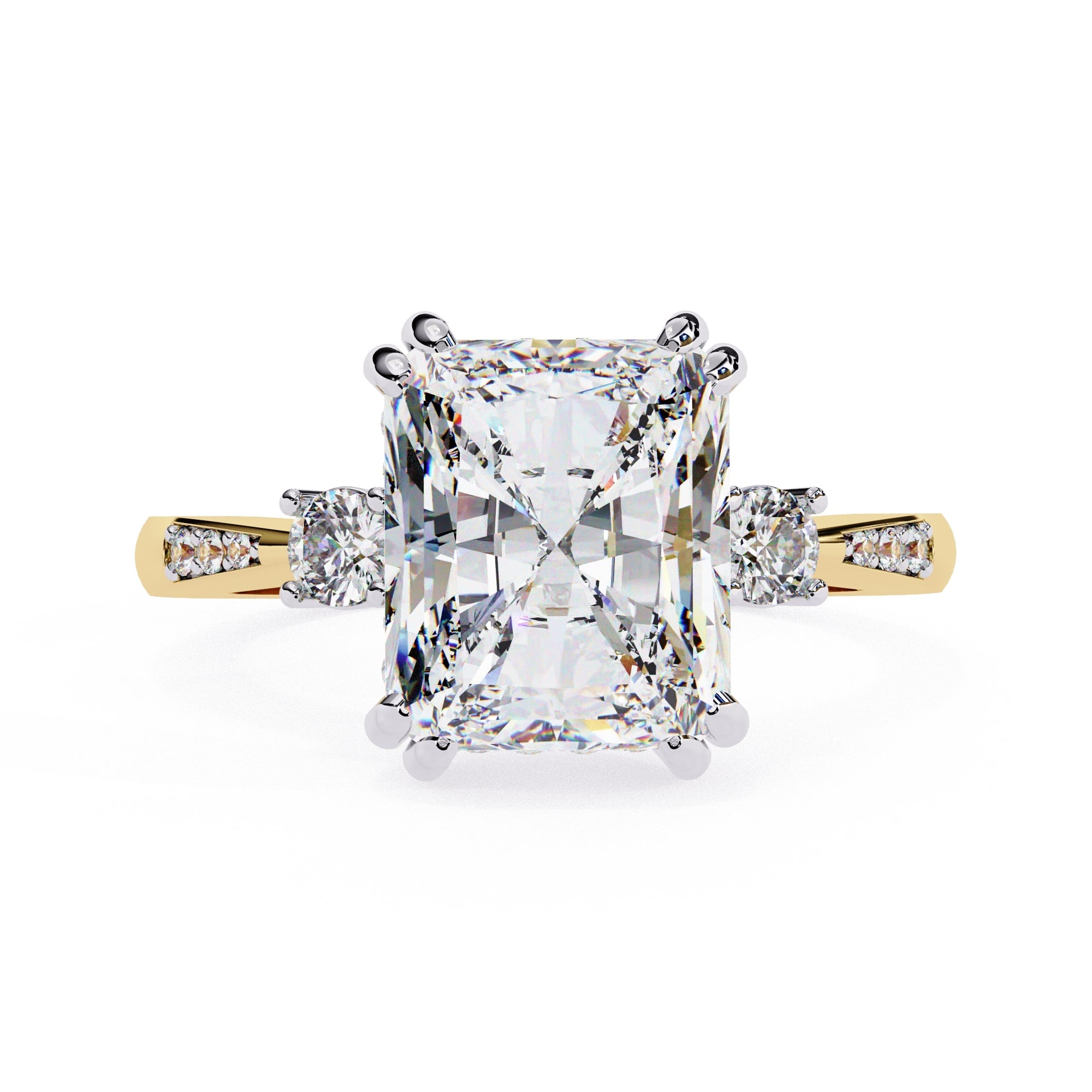 Elegant Central Stone Diamond Ring with Radiant Side Accents
