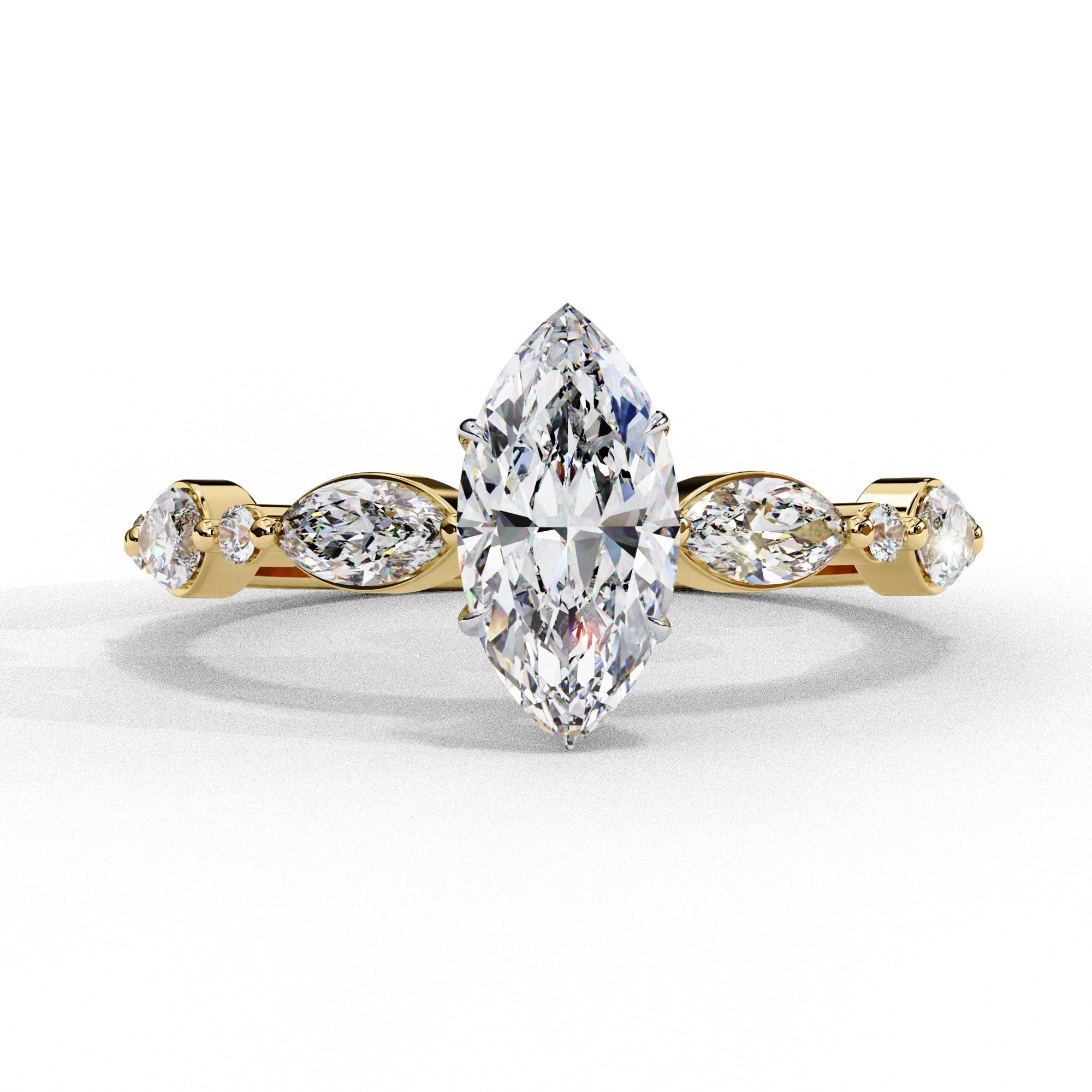 Elegant Central Stone Diamond Ring with Radiant Side Accents