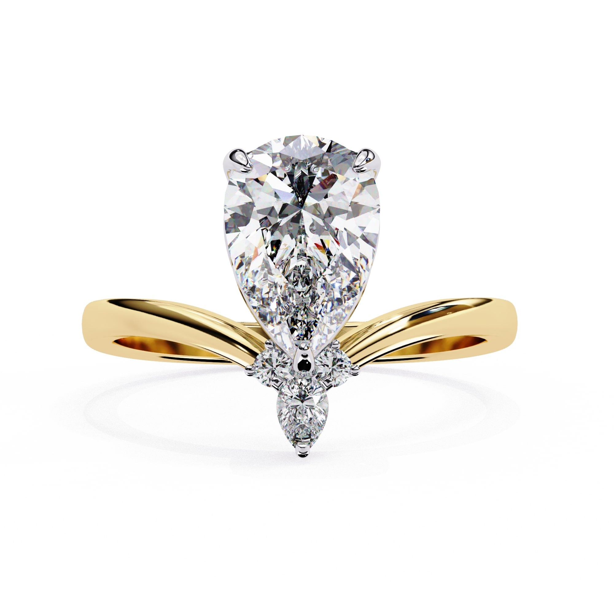 Radiant Central Stone Diamond Ring with Shimmering Side Accents