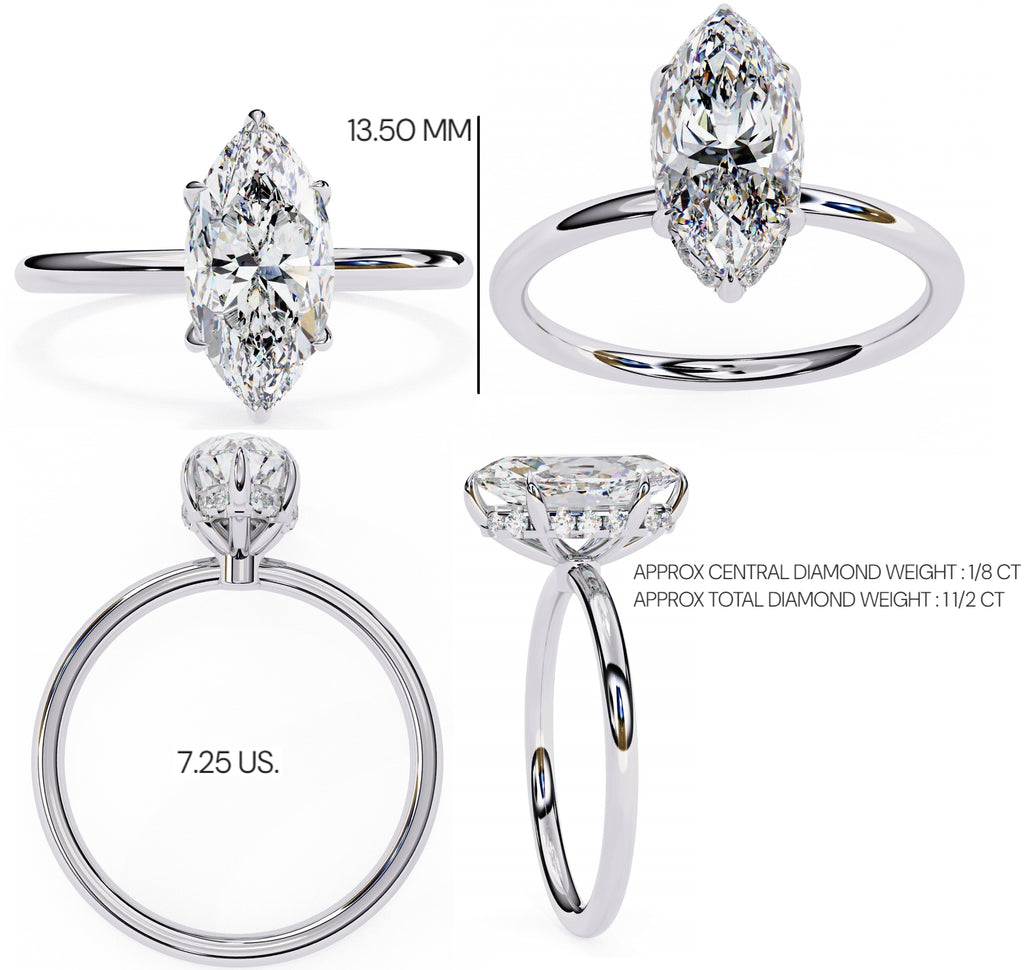 Elegant Diamond Central Stone Side Accent Ring
