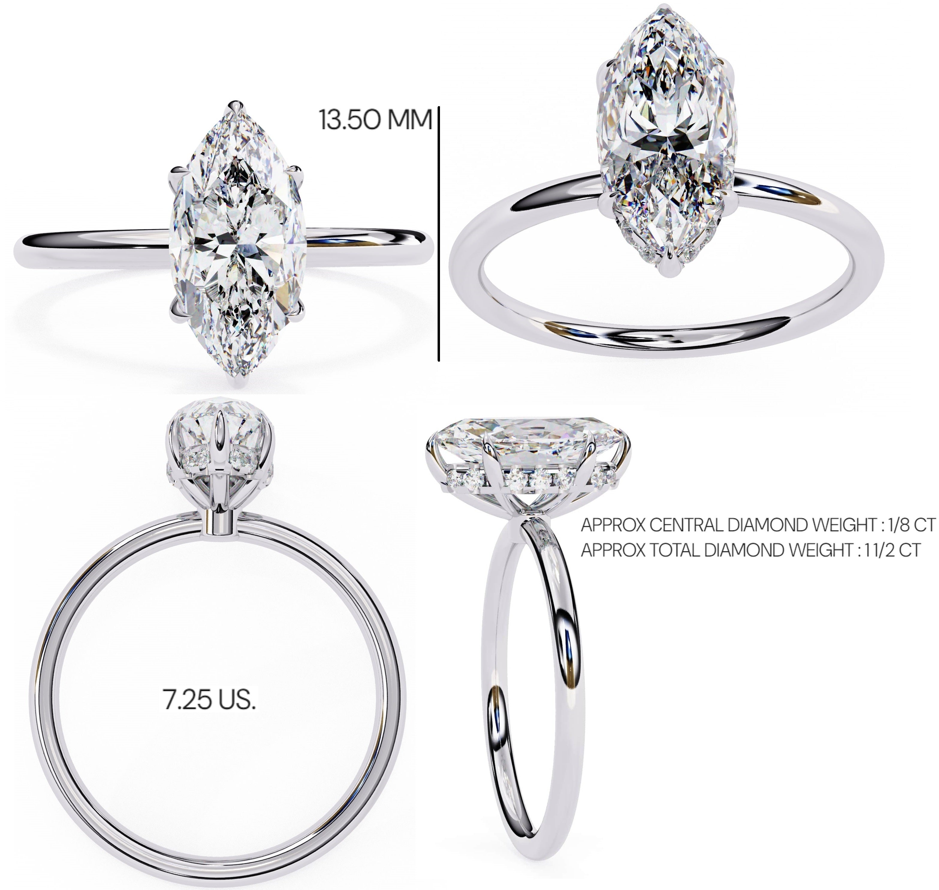 Elegant Diamond Central Stone Side Accent Ring