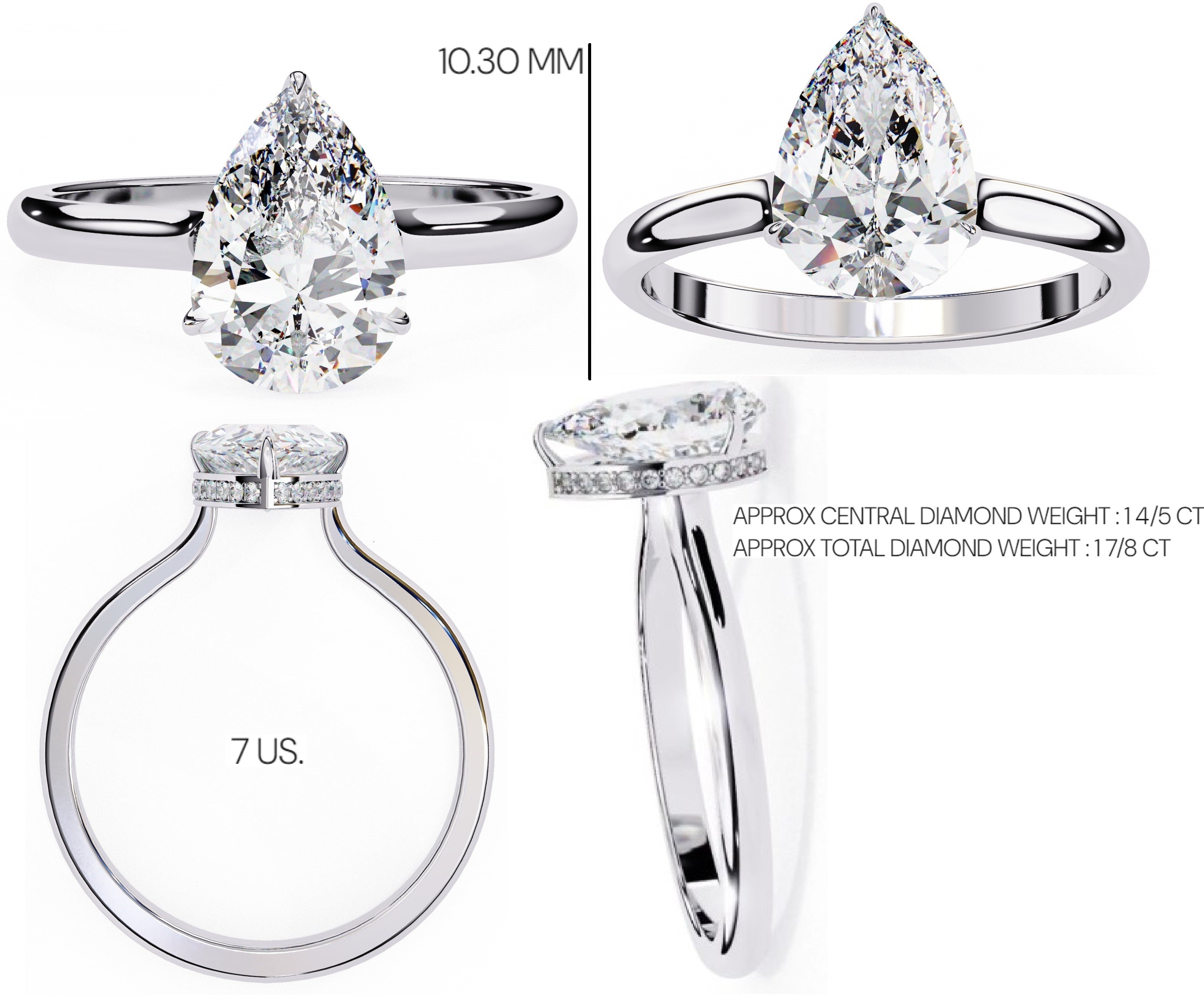 Elegant Central Stone Diamond Halo Ring