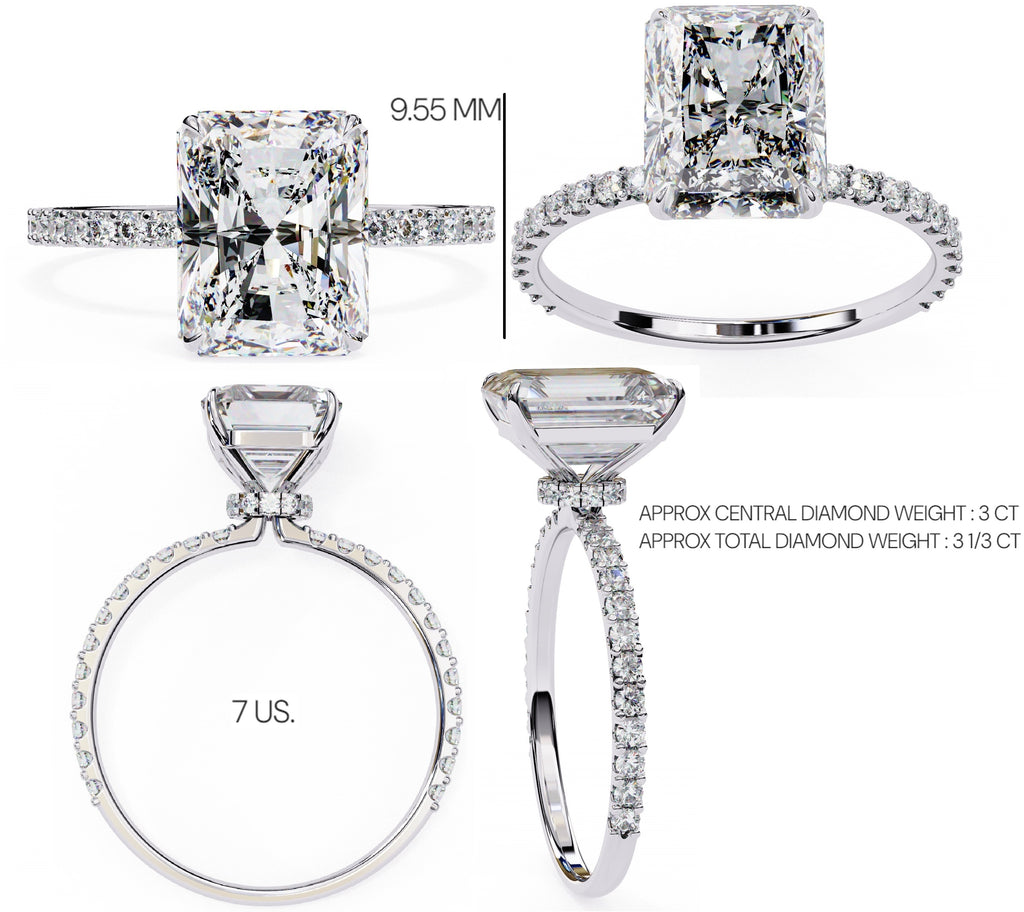 Radiant Central Stone Diamond Halo Ring