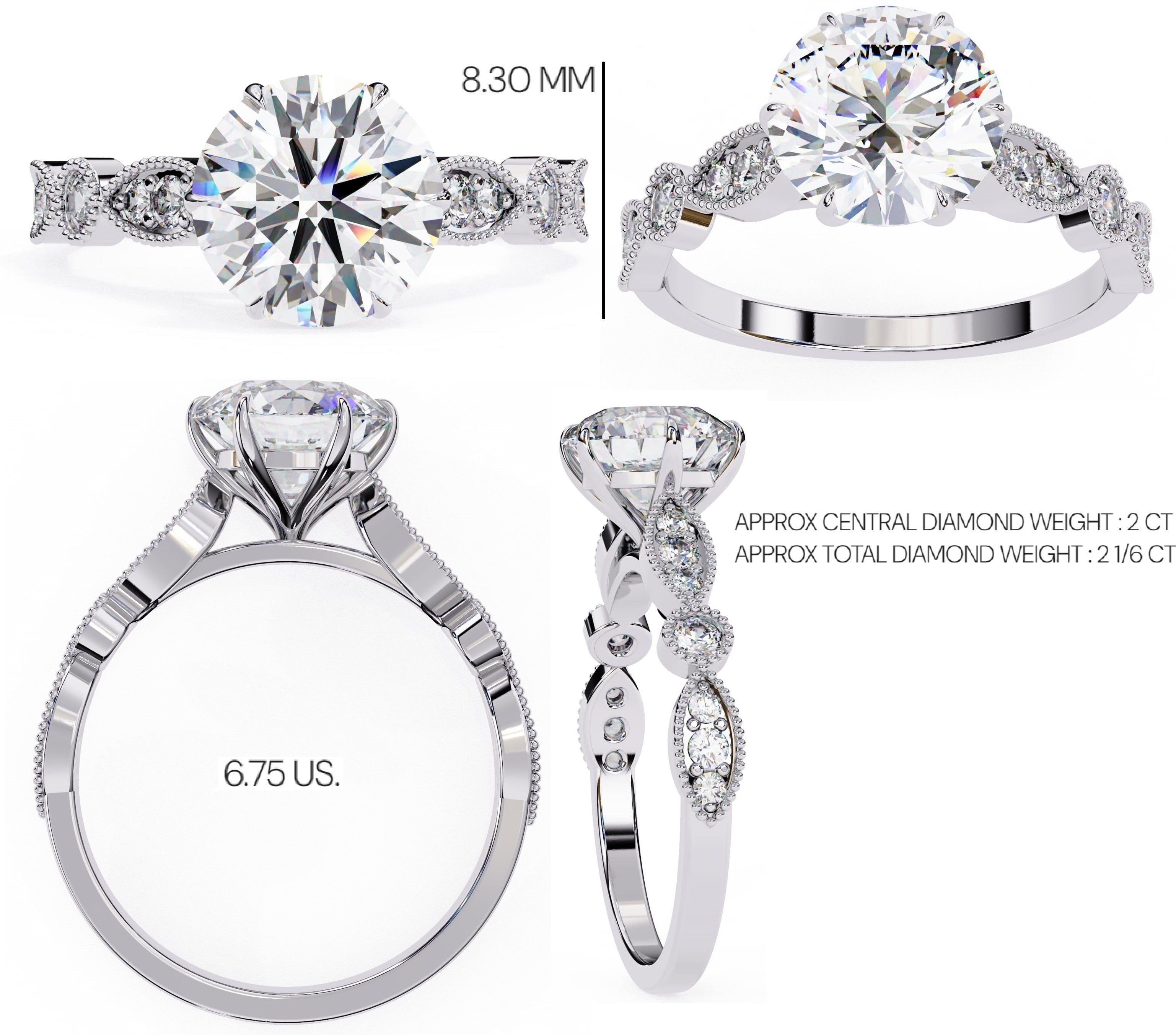 Elegant Central Stone Diamond Ring with Radiant Side Accents
