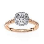 Radiant Central Stone Diamond Ring with Shimmering Side Accents