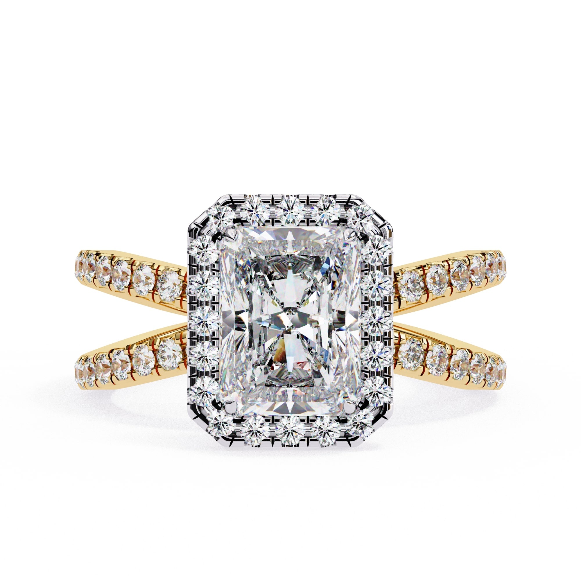 Elegant Central Stone Diamond Ring with Radiant Side Accents