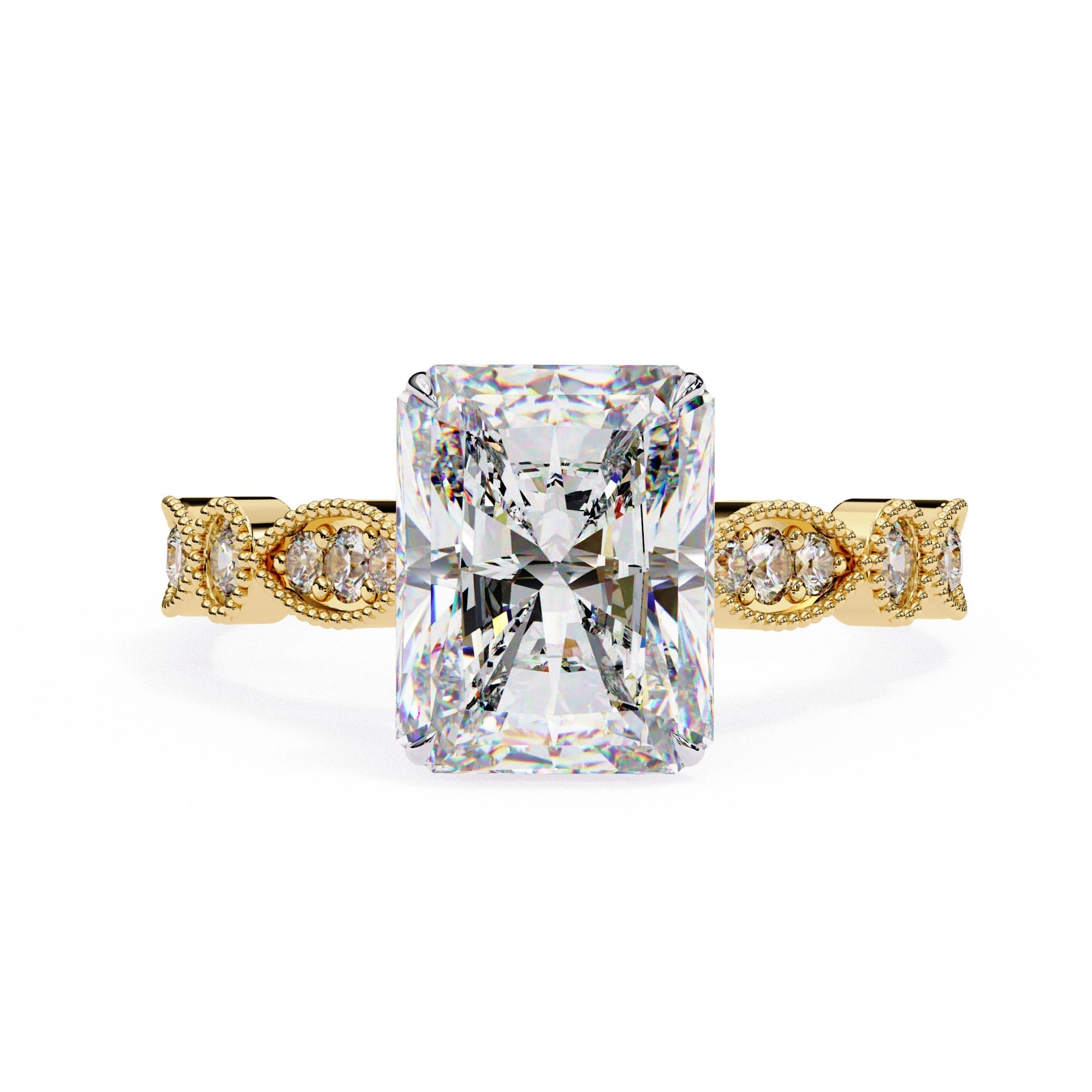 Elegant Side Stone Diamond Central Ring