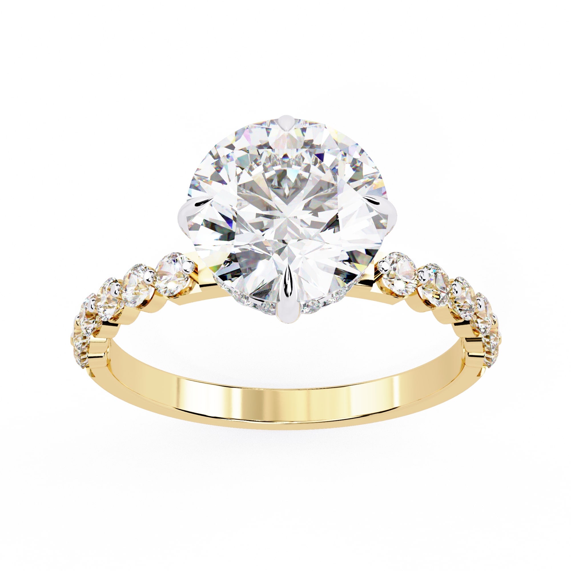 Radiant Central Brilliance Side Stone Ring