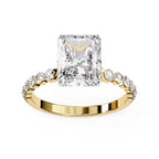 Radiant Central Stone Diamond Ring with Shimmering Accents