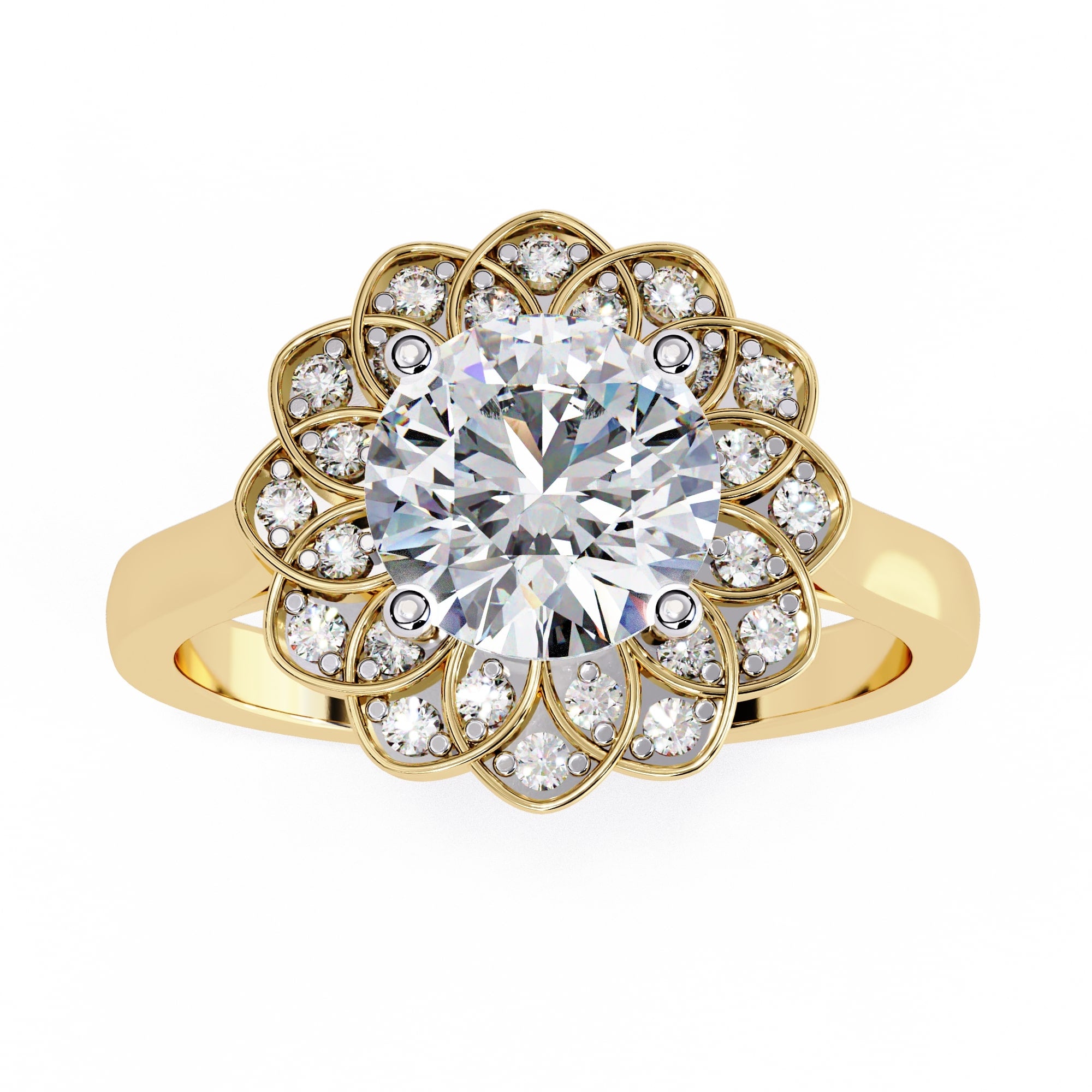 Elegant Central Stone Diamond Ring with Side Brilliance
