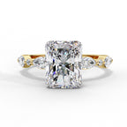 Radiant Central Stone Diamond Ring with Shimmering Side Accents