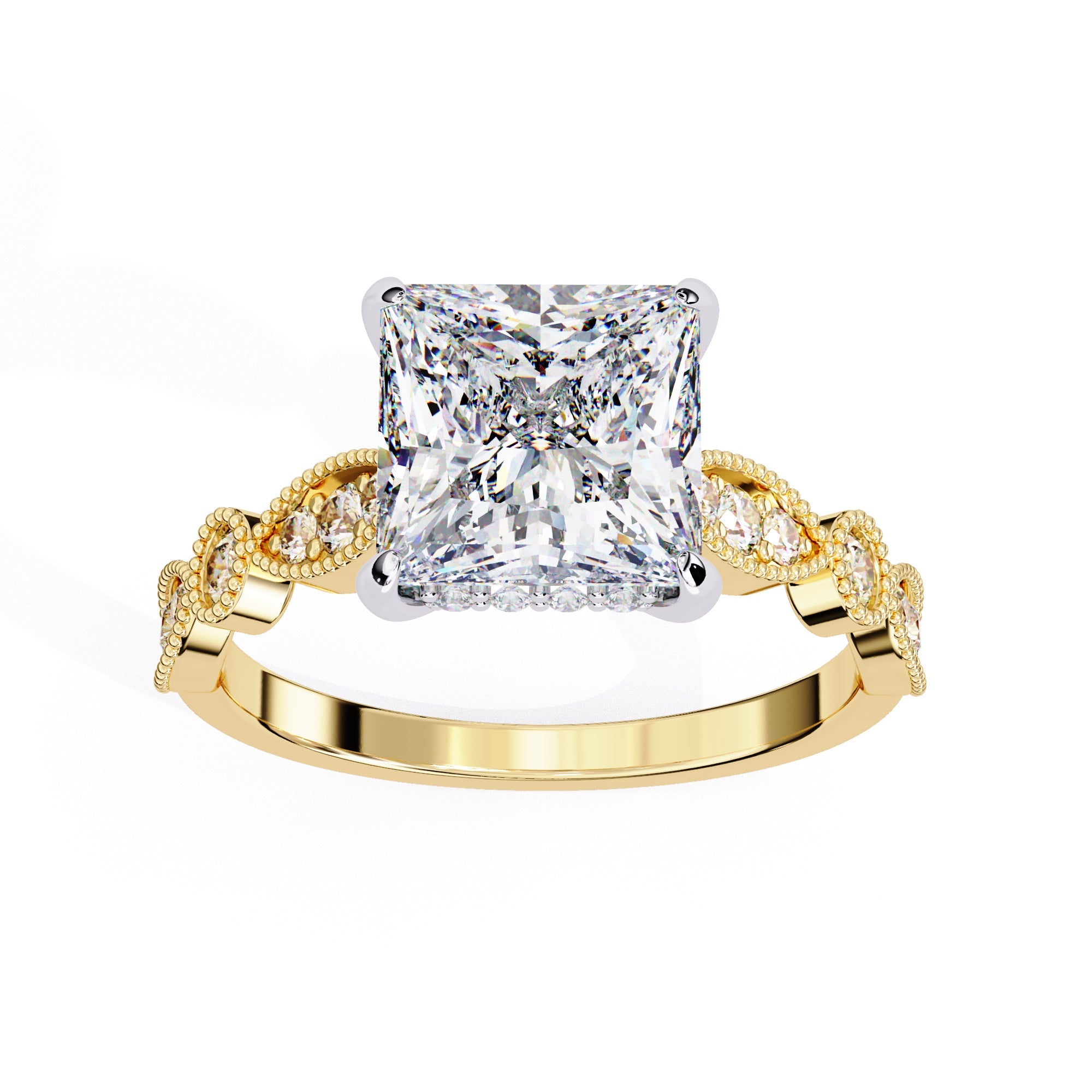 Elegant Central Stone Diamond Ring with Radiant Side Accents