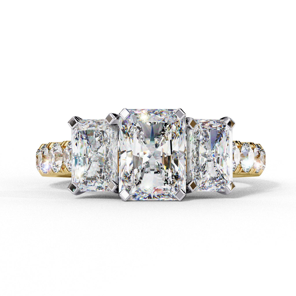 Radiant Multi-Stone Diamond Ring with Brilliant Side Accents