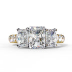 Radiant Multi-Stone Diamond Ring with Brilliant Side Accents
