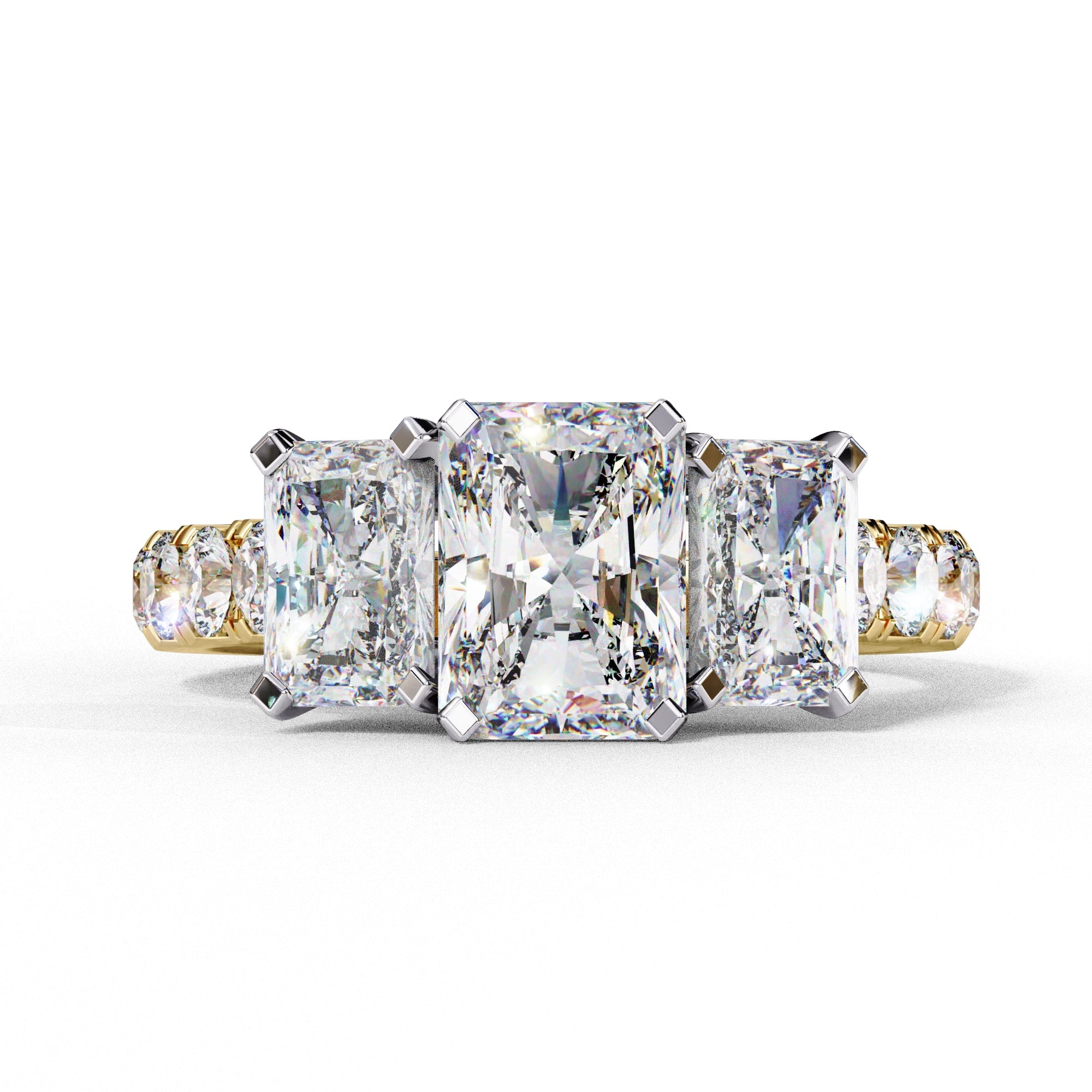 Radiant Multi-Stone Diamond Ring with Brilliant Side Accents