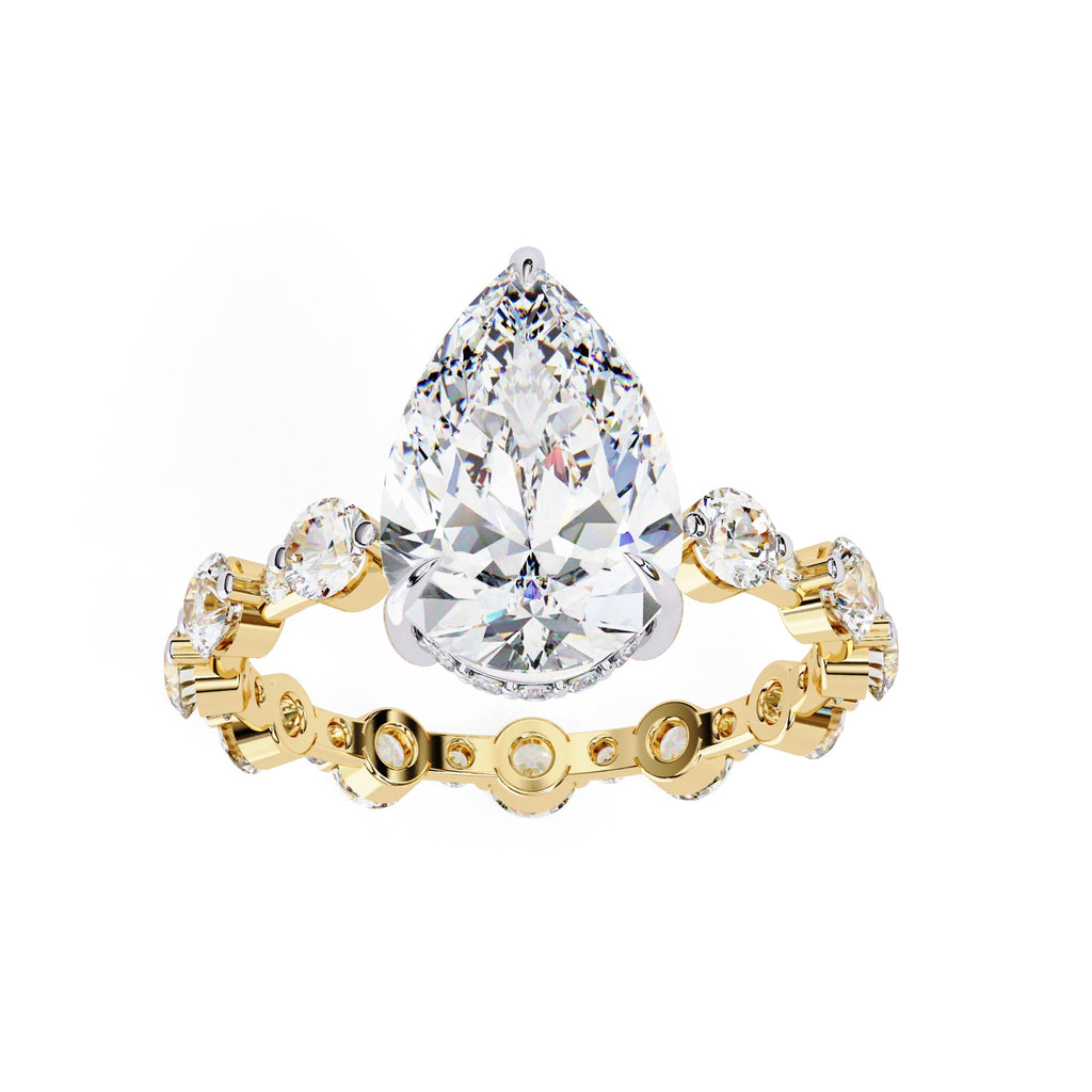 Radiant Central Stone Diamond Ring with Shimmering Side Accents