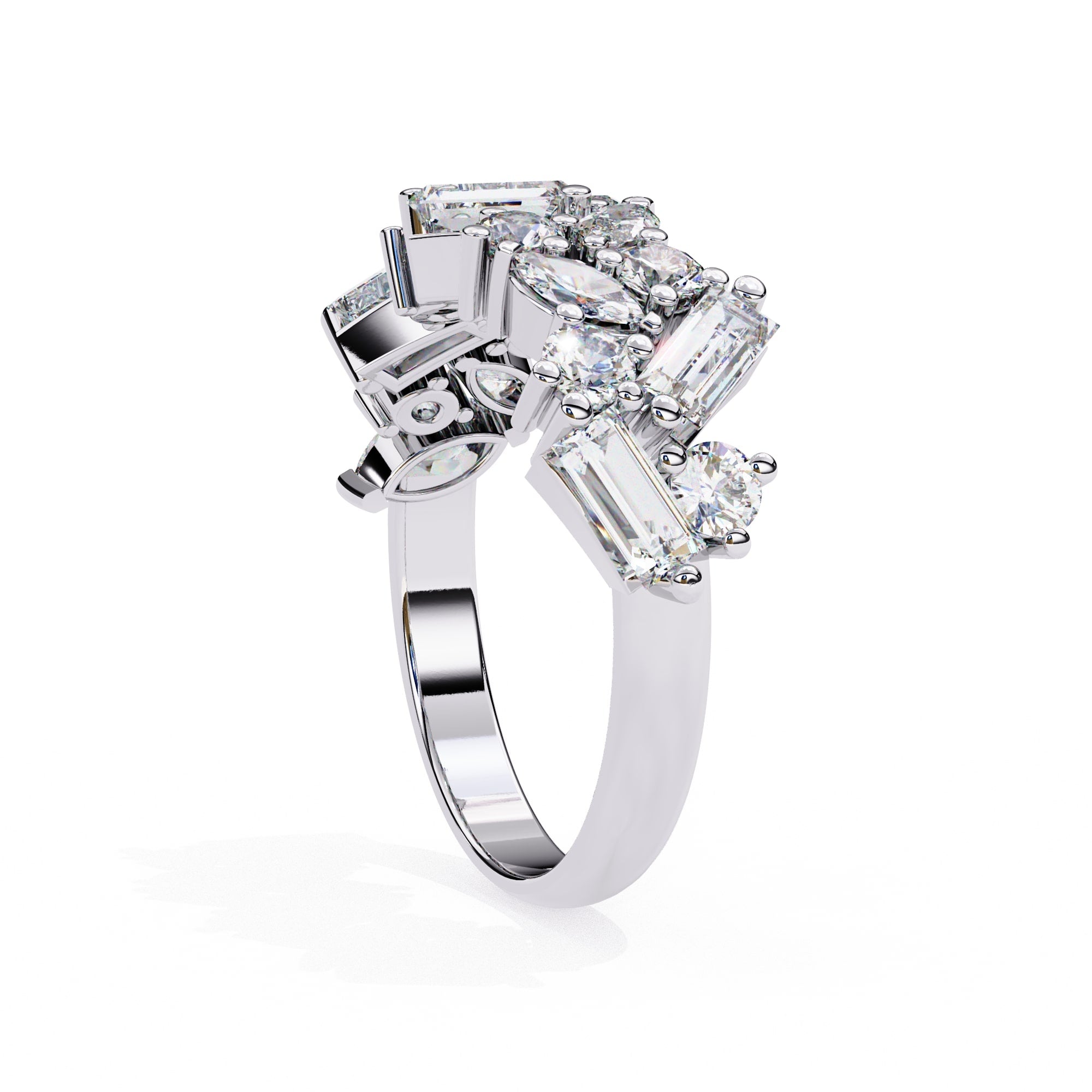 Radiant Brilliance Side Stone Diamond Ring