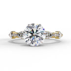 Radiant Central Stone Diamond Ring with Shimmering Side Accents