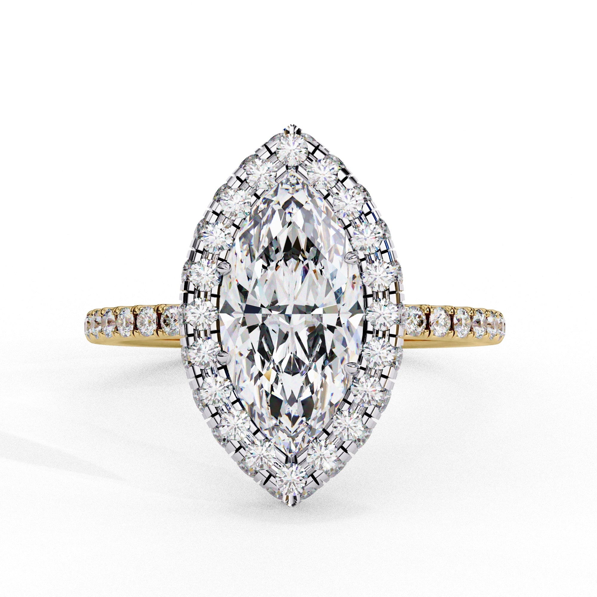 Radiant Diamond Cluster Central Stone Ring