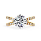 Radiant Central Stone Diamond Ring with Shimmering Side Accents