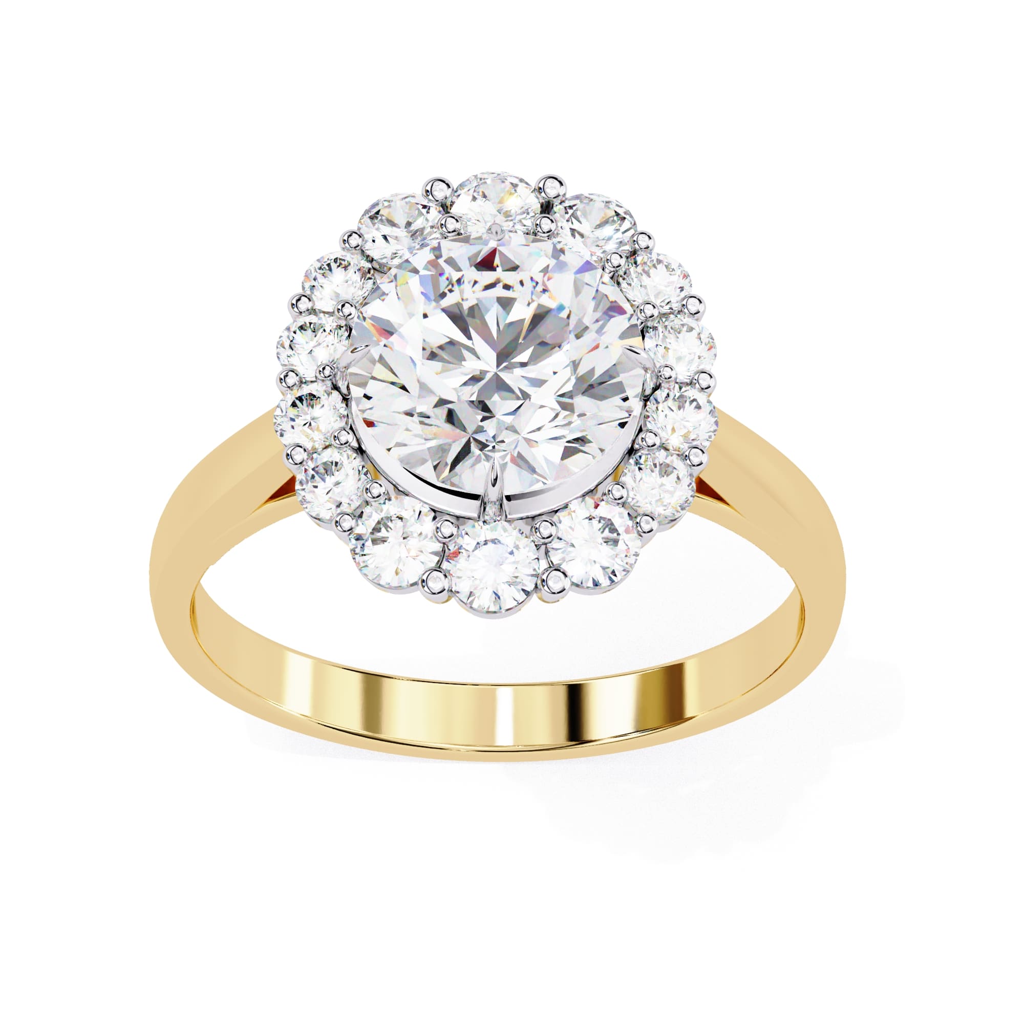 Elegant Central Stone Diamond Halo Ring