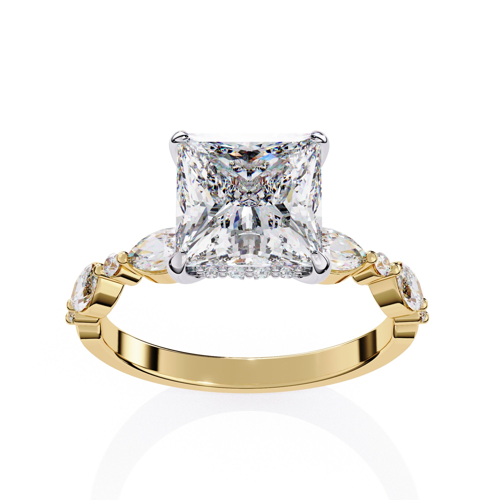 Elegant Central Stone Diamond Ring with Radiant Side Accents