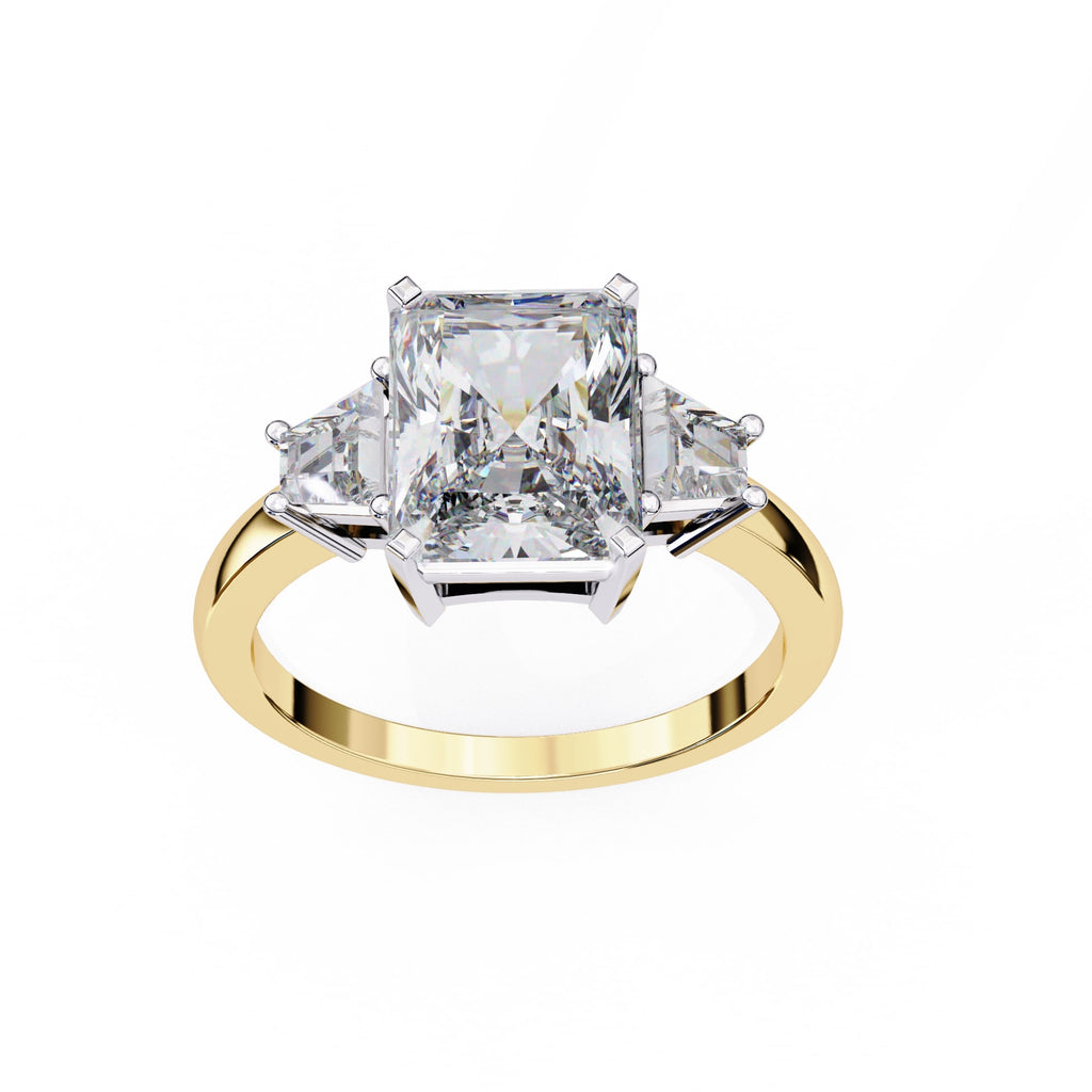 Radiant Central Stone Diamond Side Accents Ring