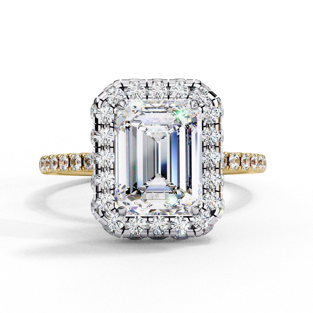 Radiant Central Stone Diamond Ring with Shimmering Side Accents