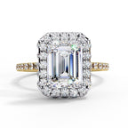 Radiant Central Stone Diamond Ring with Shimmering Side Accents