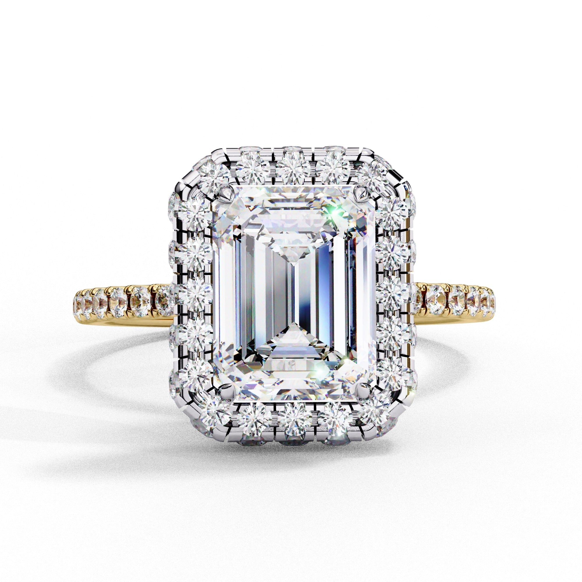 Radiant Central Stone Diamond Ring with Shimmering Side Accents