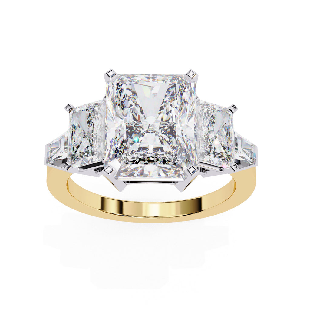 Elegant Central Stone Diamond Ring with Radiant Side Accents