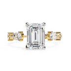 Radiant Central Stone Diamond Ring with Shimmering Side Accents