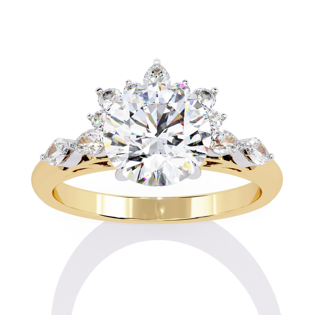 Radiant Central Stone Diamond Ring with Shimmering Side Accents