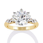 Radiant Central Stone Diamond Ring with Shimmering Side Accents