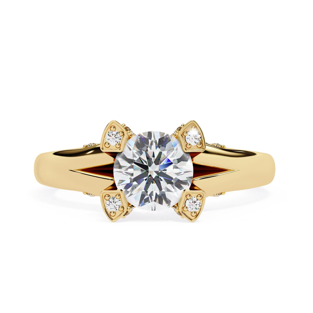 Elegant Diamond Central Stone Ring with Brilliant Side Accents