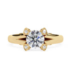Elegant Diamond Central Stone Ring with Brilliant Side Accents