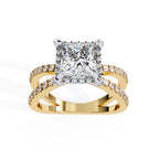 Radiant Central Stone Diamond Elegance Ring