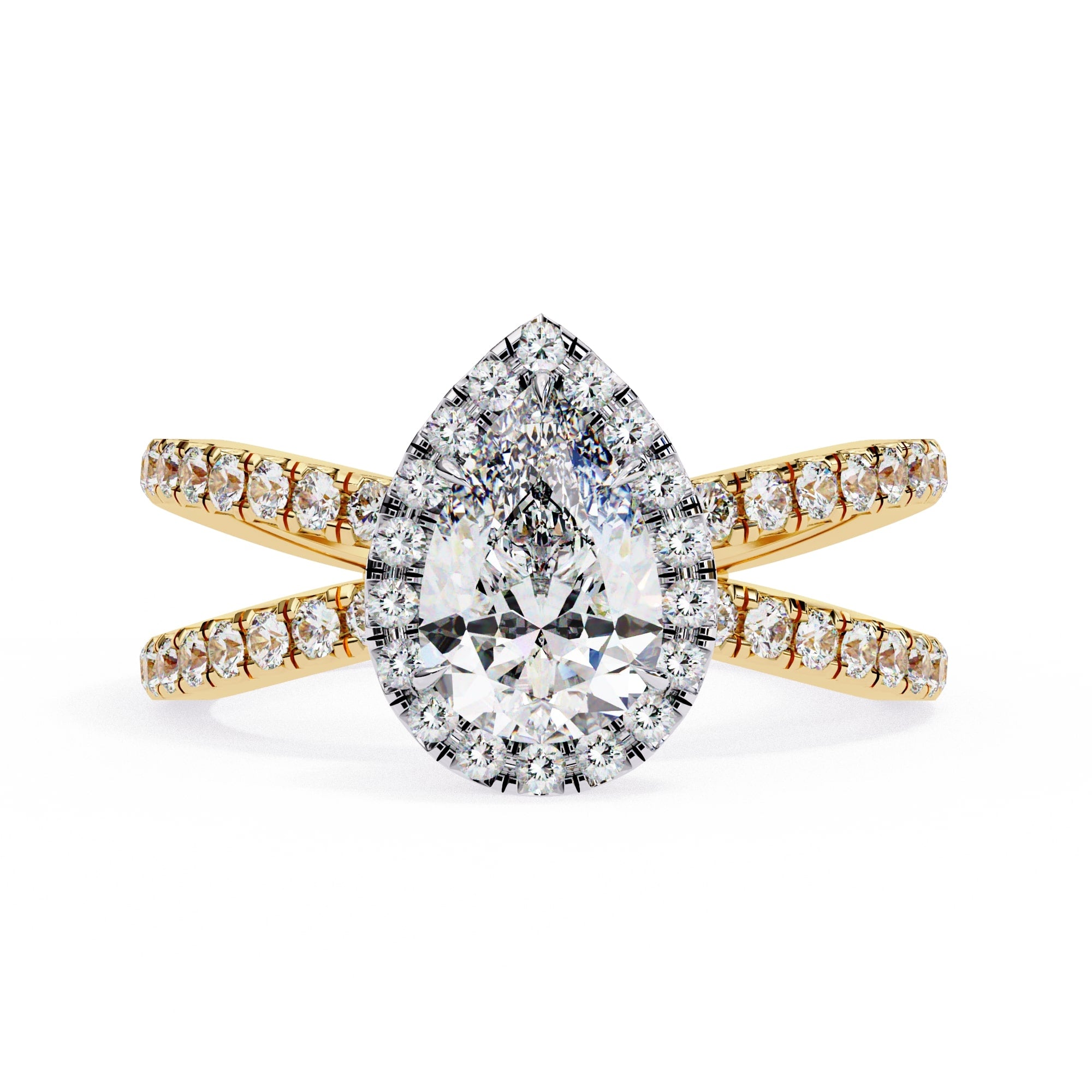 Radiant Central Stone Diamond Ring with Shimmering Side Accents