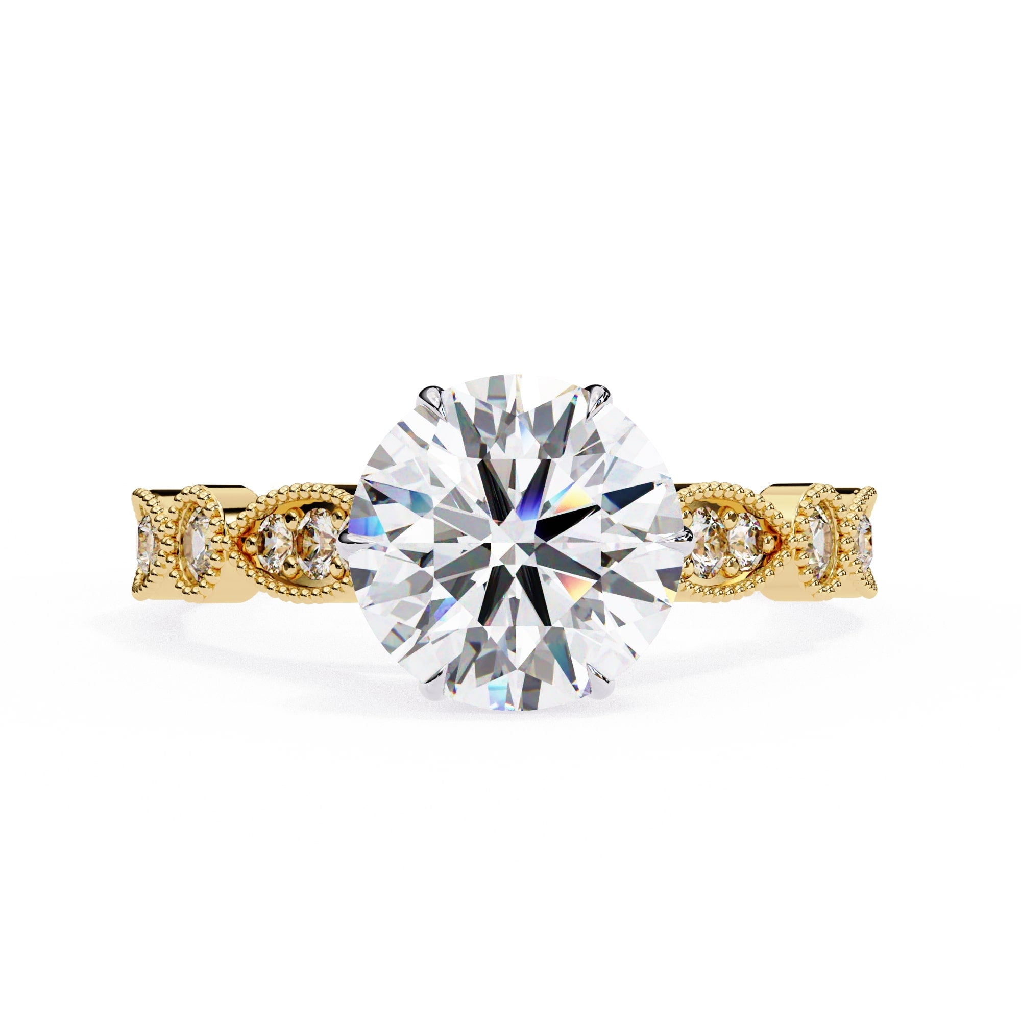 Elegant Central Stone Diamond Ring with Radiant Side Accents