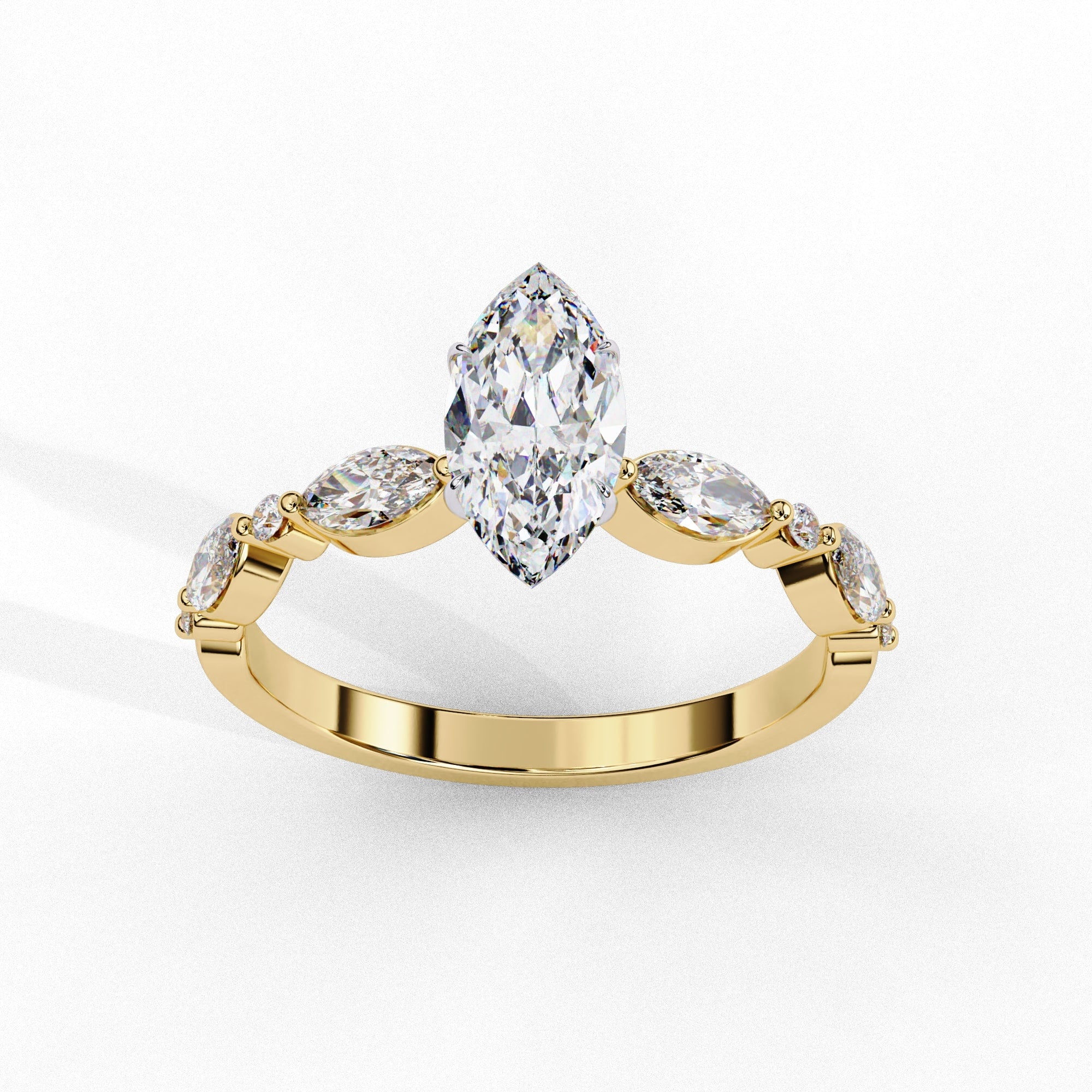 Elegant Central Stone Diamond Ring with Radiant Side Accents