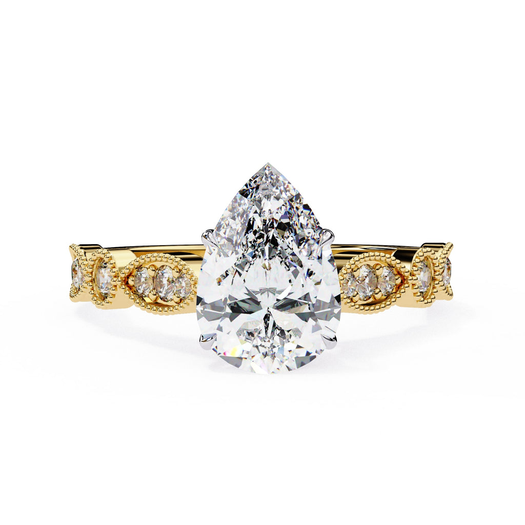 Radiant Central Stone Diamond Ring with Shimmering Side Accents