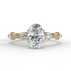 Radiant Central Stone Diamond Ring with Shimmering Side Accents