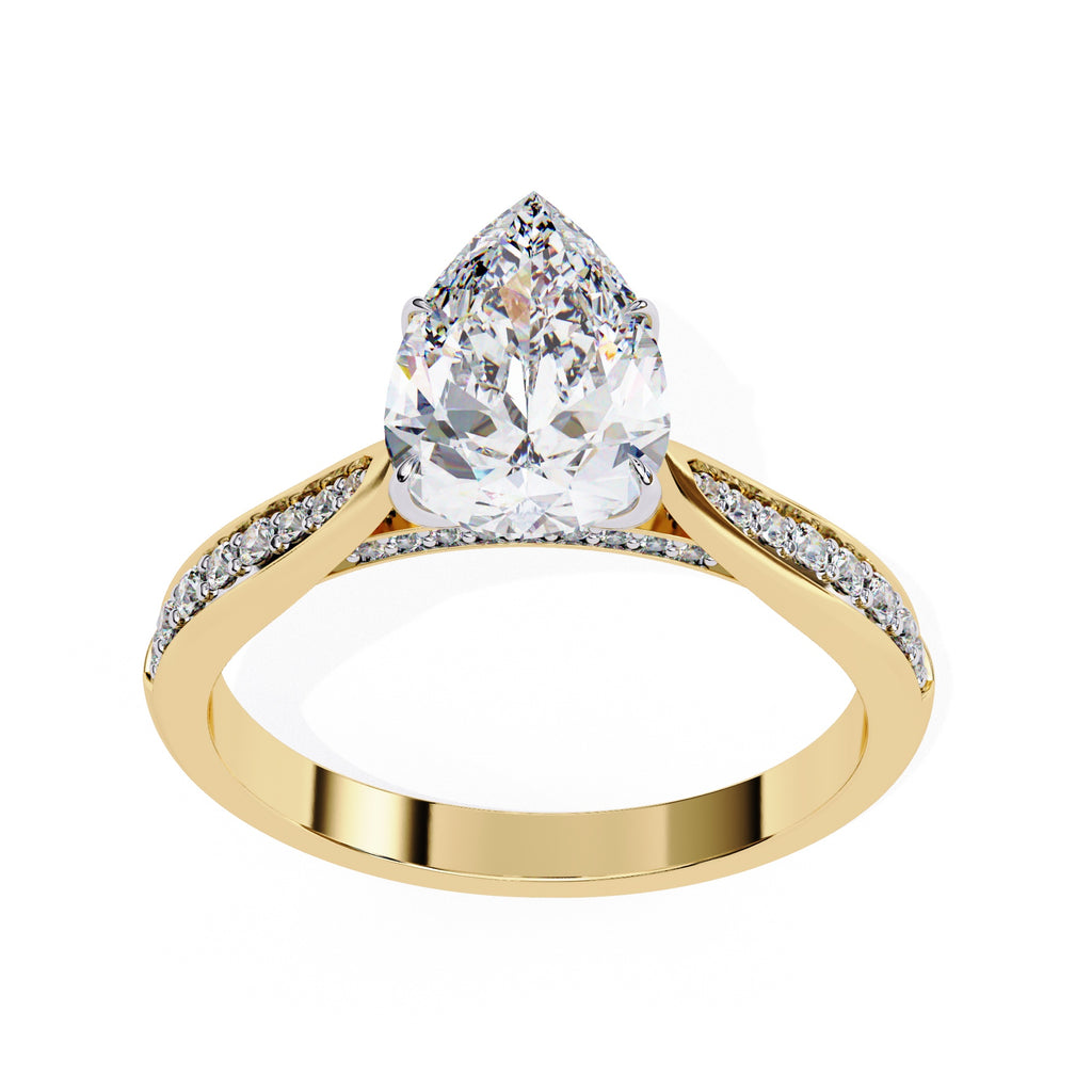 Radiant Central Stone Diamond Ring with Shimmering Side Accents