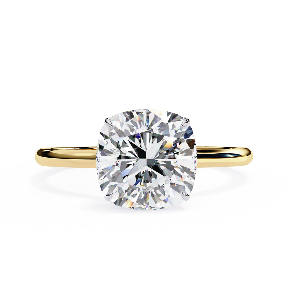 Radiant Central Stone Diamond Ring with Shimmering Side Accents