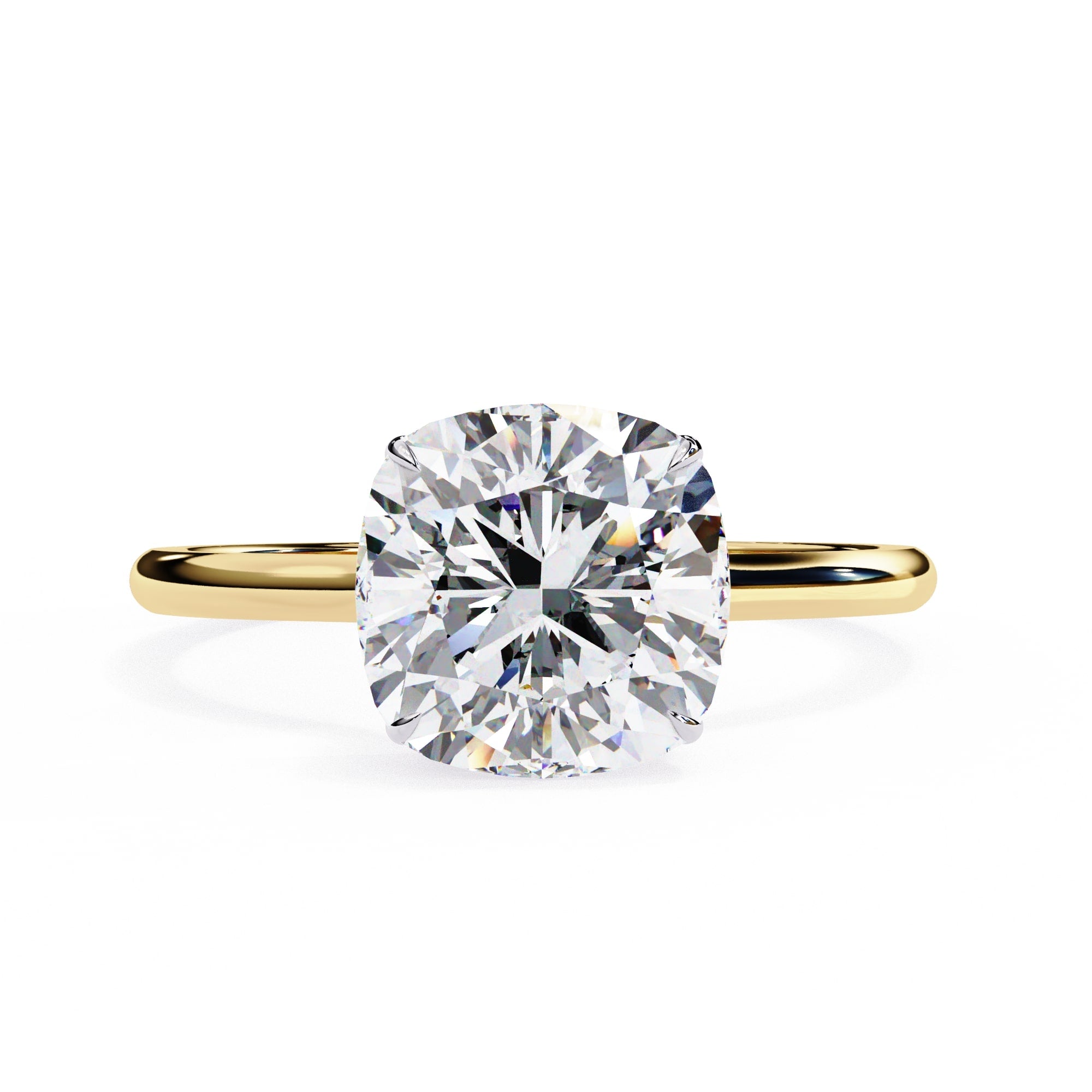 Radiant Central Stone Diamond Ring with Shimmering Side Accents