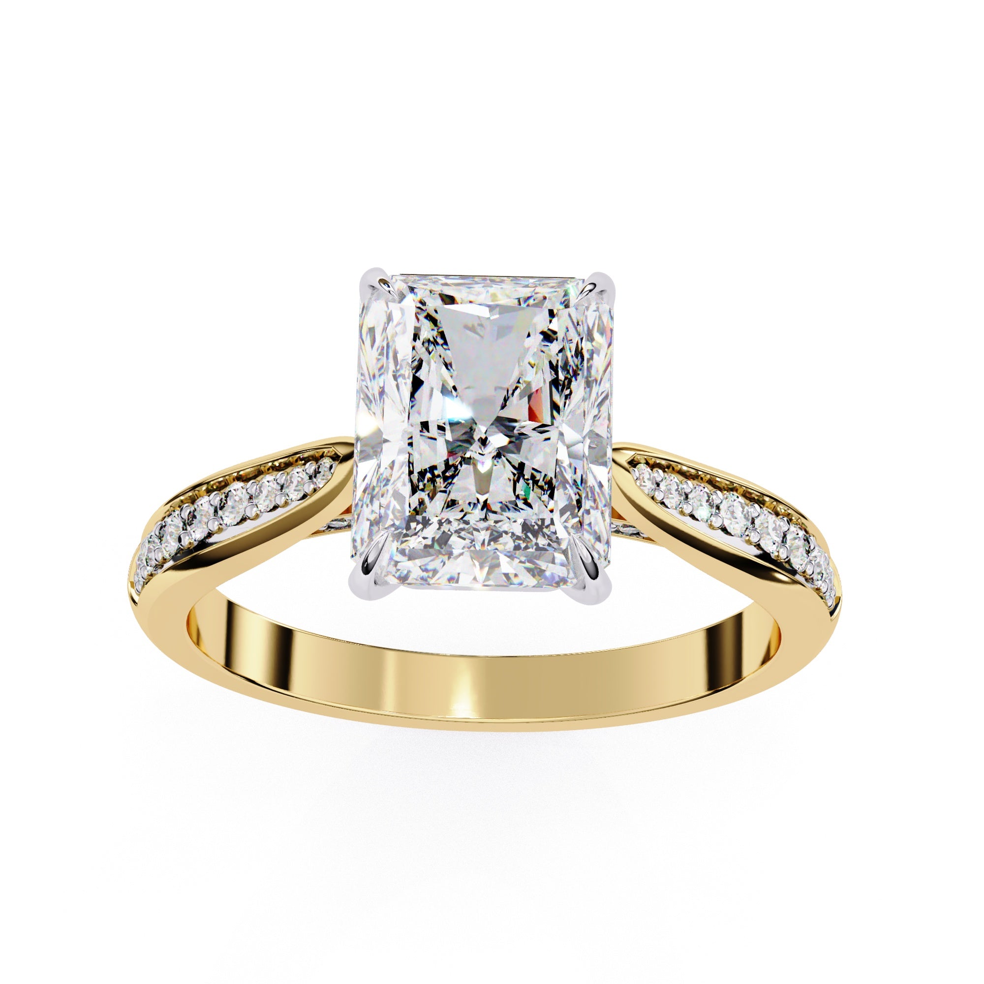 Elegant Central Stone Diamond Side Accent Ring