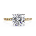 Radiant Central Stone Diamond Ring with Shimmering Side Accents