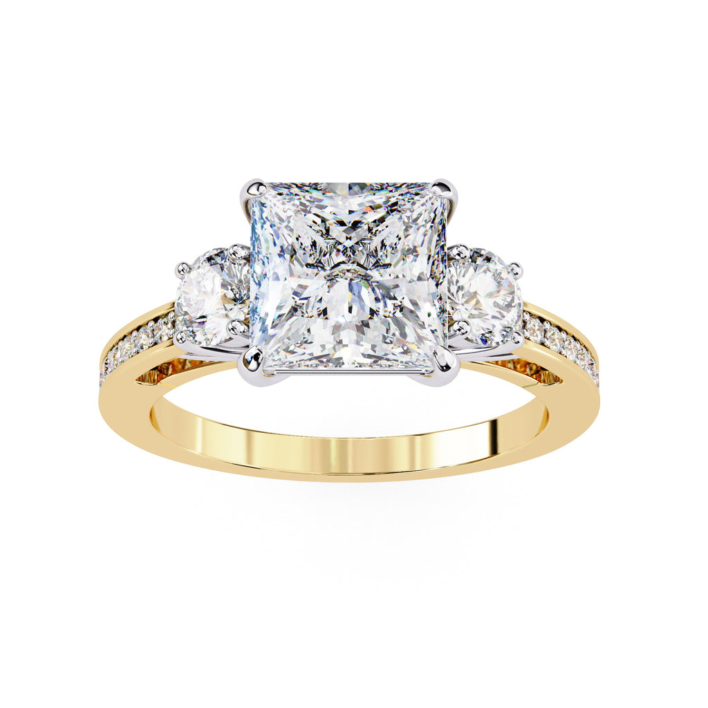 Elegant Diamond Central Stone Ring with Shimmering Side Accents