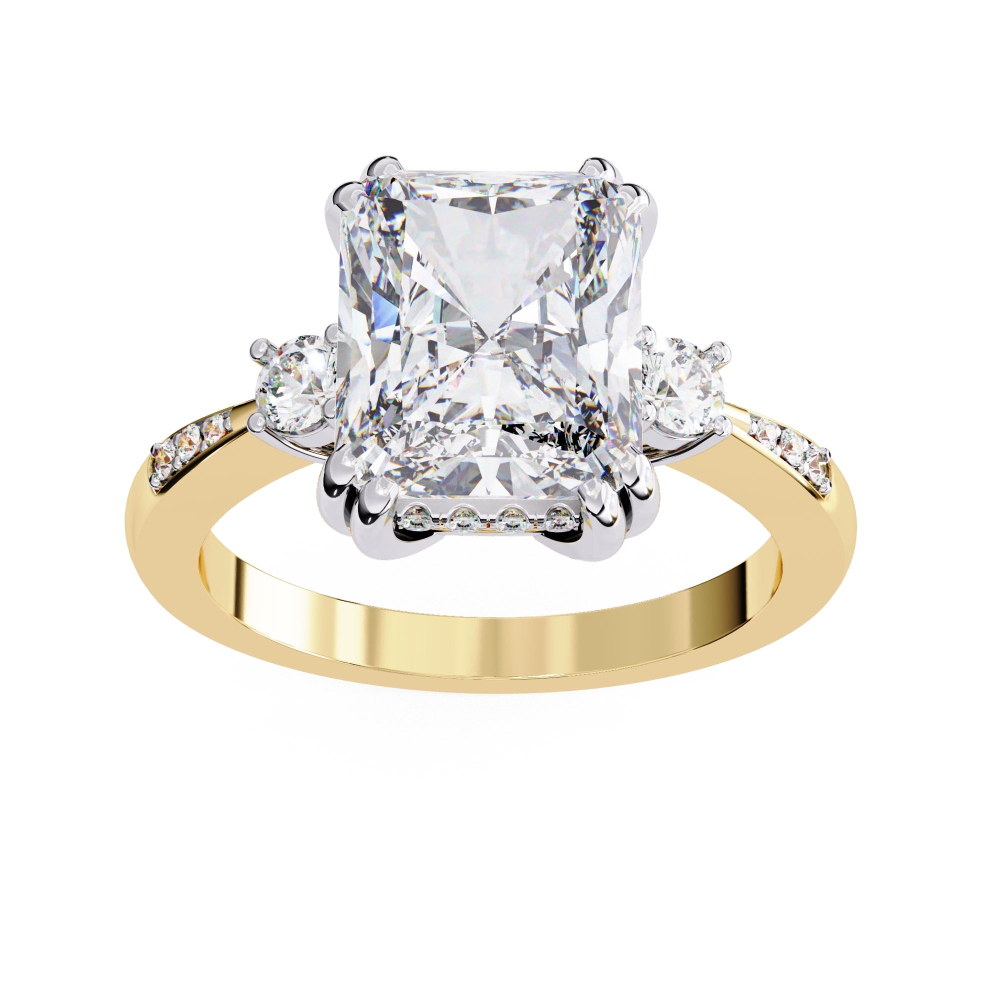 Elegant Central Stone Diamond Ring with Radiant Side Accents